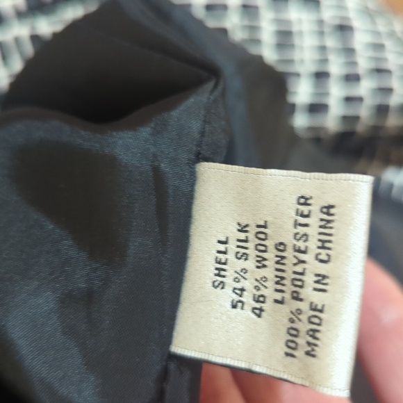 Vtg 90s Talbots Black/ White Blazer Silk Wool Blend Classic Structured Sz 12 - Picture 7 of 10